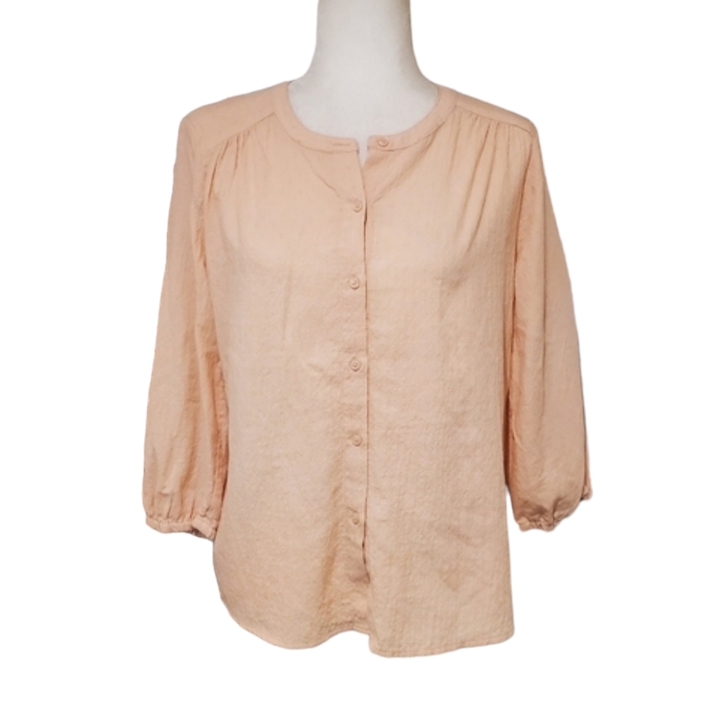 Banana Republic Blouse Womens Size Small Peach Long Sleeve Button Down Top